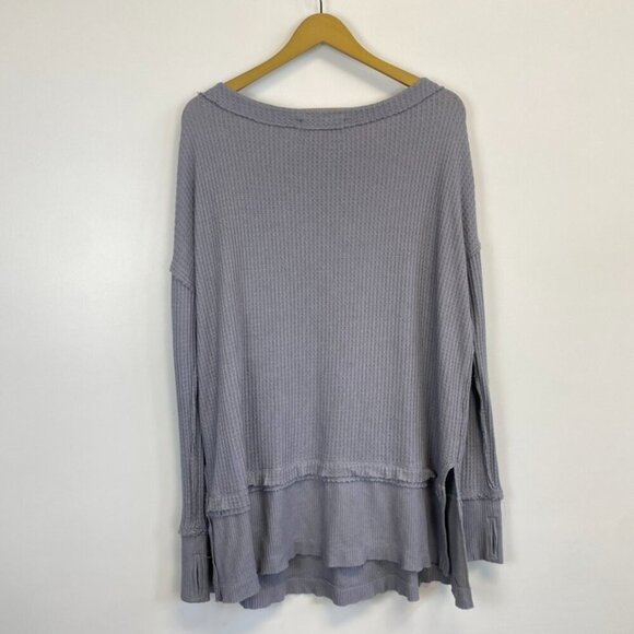 Free People Gray Thermal Waffle Knit Oversized Tunic - Picture 11 of 13